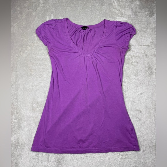 Theory Women’s Y2K Vintage Purple V Neck Cap Sleeve T-Shirt Size P (US Size 0) - Picture 1 of 14